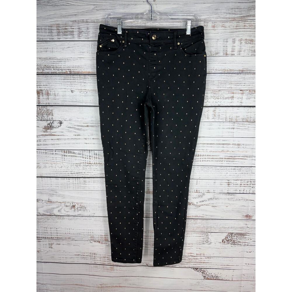 Chico’s Platinum Jegging Black Glitter 0.5 XS 6 Stretch Office Comfort Holiday